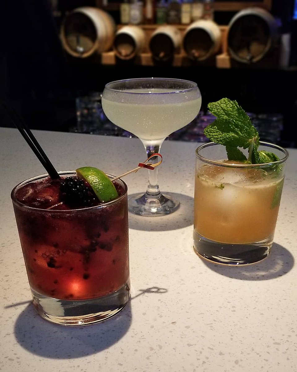Try 1 or all of our new cocktails!
Left: Capitol Breeze - <a href="/TitosVodka/">TitosVodka</a>, Blackberries, Lime, Ginger Beer.
Center: The Silver Fox - <a href="/HendricksGin/">HENDRICK'S GIN</a>, Lemon Juice, Simple, Prosecco.
Right: Bourbon Apothecary - <a href="/RedemptionRye/">REDEMPTION RYE</a> Bourbon, Lime, Simple, Mint, Angostura &amp; Peychaud's Bitters.