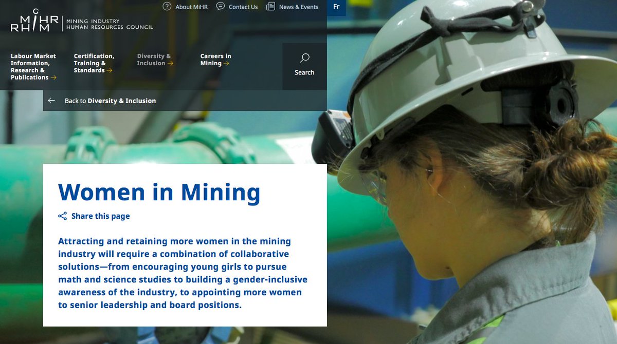 Additional information about Mining & Women on the Mining Industry HR Council website mihr.ca/diversity-incl… @ESRSCIM @CIMorg @MiHRCouncil #CIMBC18