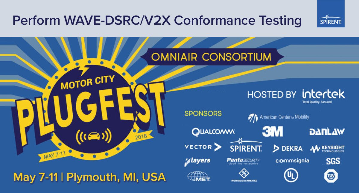 ganderson94's tweet photo. Spirent partners with @Cohda_Wireless Wireless for WAVE-DSRC Connected Vehicle Certification testing. Read press release on how this cooperation supports #V2X technology deployment, join us at @OmniAirCon #MotorCityPlugfest to learn more. https://t.co/mcaAdTet3i https://t.co/Echi4Hhlmt