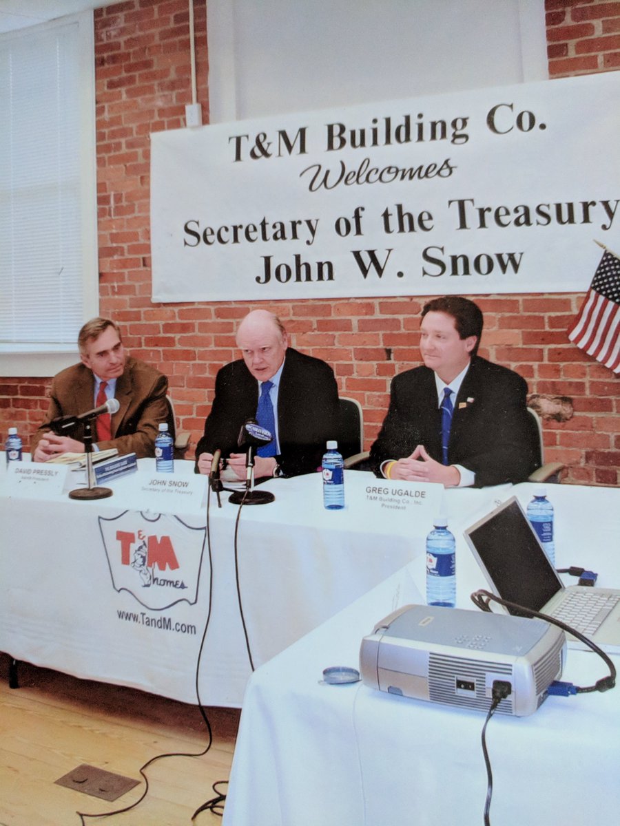 GregUgalde's tweet photo. NAHB's Senior Officers including current 1st Vice Chairman, Greg Ugalde, in 2006 met with the Secretary of the Treasury, John W. Snow, at T&amp;M Homes Headquarters in Torrington, CT.  Also, in 2018 he recently met with Secretary of the Treasury, Steven Mnuchin, in Washington, DC. https://t.co/ctmi1NkB8o