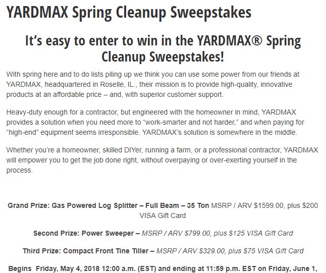 SweepsAdvantage's tweet photo. Win a Gas Powered Log Splitter – Full Beam – 35 Ton MSRP / ARV $1599.00, plus $200 VISA Gift Card! #Retweet &amp; Enter to Win: https://t.co/KIS0eLTpO8 #yardmax #giveaway https://t.co/FEc45sX8Hv
