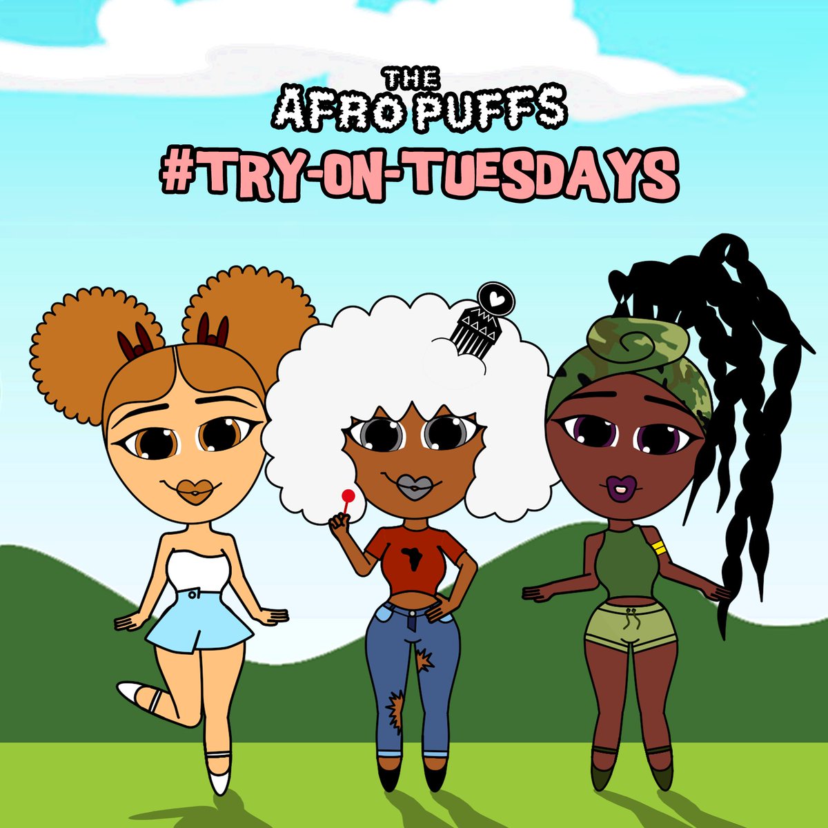 the_afropuffs's tweet photo. The #PUFFSQUAD has been shopping for some new summer fits! What do yall think? #TryOnTuesdays #MelaninMagic #theAfropuffs #PowerOfThePuff https://t.co/k9BmB0rbGE