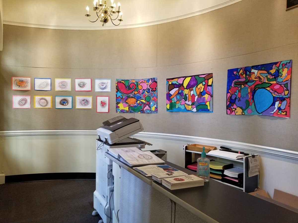 MsGallagherWES's tweet photo. WES has made it to the administration building! Come out and visit amazing student work at the Radnor Administration Building! They're hung up until June 8th! #artmatters #wes #wesart #wayne #rtsd @RadnorTSD @WayneElementary https://t.co/yTP4tARf76