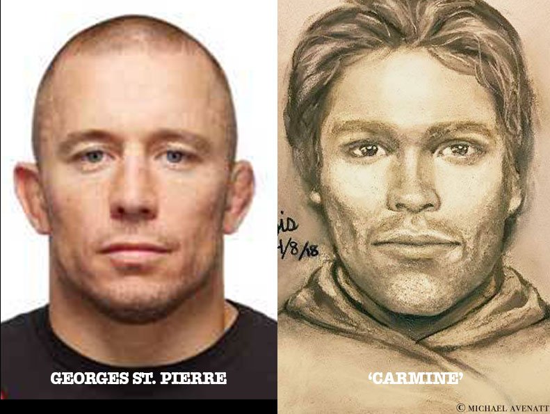 jensequitur's tweet photo. @MichaelAvenatti Georges St. Pierre, one of the fighters in Affliction MMA, a fighting league organized by Trump that never really got off the ground, looks quite a bit like the mysterious ‘Carmine’ that threatened Stephanie Clifford. https://t.co/el1aIKAtv9