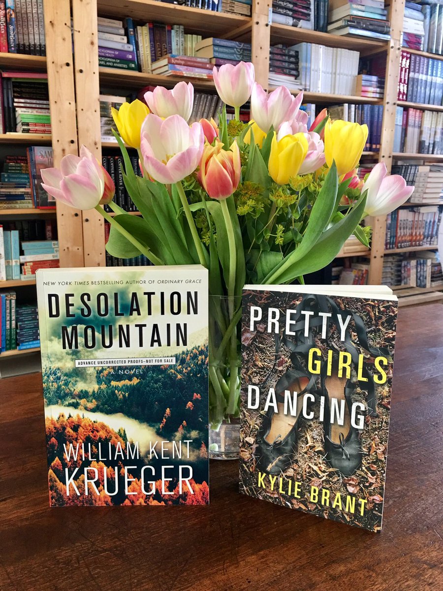 BrowneandMiller's tweet photo. Things we like: #tulips, the ARC of #desolationmountain, and the paperback edition of #prettygirlsdancing. Thanks @WmKentKrueger @kyliebrant and our local florist! https://t.co/e4MH8smw8k