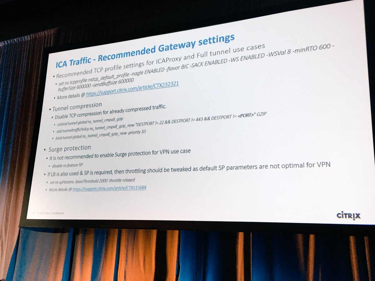 jsbodynmind's tweet image. Recommended gateway settings for ICA traffic. Note the TCP profile #CitrixNetworking #Citrix #NetScaler Unified Gateway