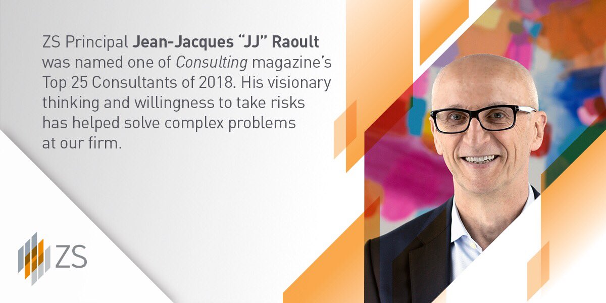 Due to his visionary thinking and willingness to take risks, ZS Principal Jean-Jacques “JJ” Raoult was named one of <a href="/Consulting_Mag/">Consulting Magazine</a>’s #Top25Consultants of 2018: bit.ly/2KJ6tfk