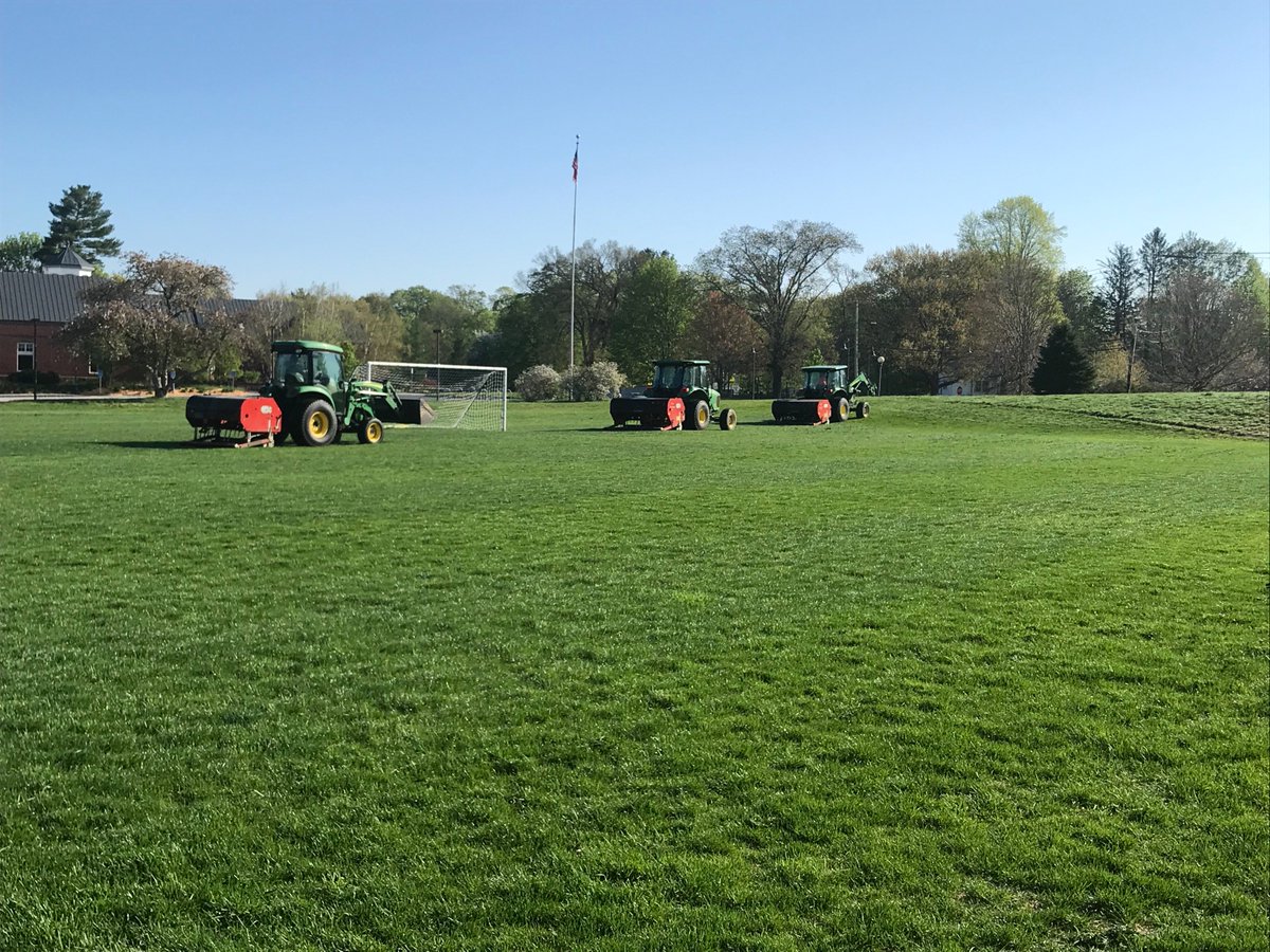 BPolimer's tweet photo. Good day, deep tine aeration of 7 acres @STS1Inc and about 25 acres of spreading @SoluCalUSA #GCM #sportsturf https://t.co/8N9HUWthp8