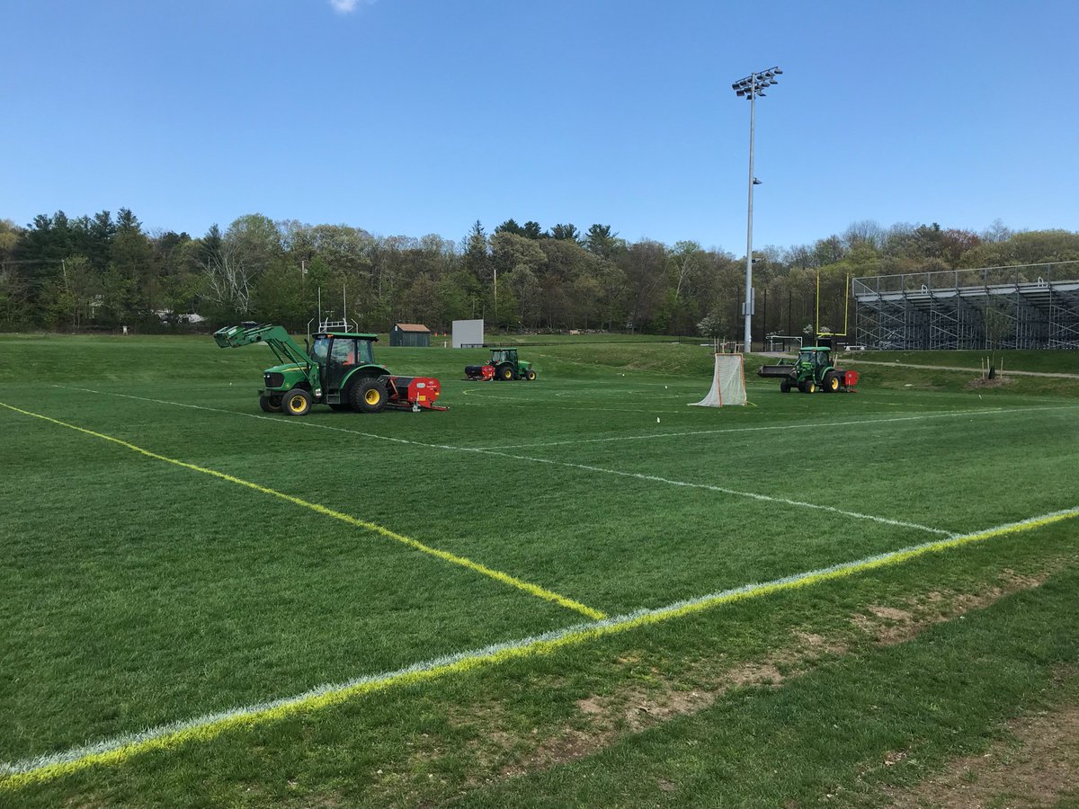 BPolimer's tweet photo. Good day, deep tine aeration of 7 acres @STS1Inc and about 25 acres of spreading @SoluCalUSA #GCM #sportsturf https://t.co/8N9HUWthp8