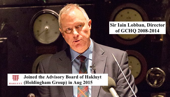 Hakluyt's links to British intel even extend beyond MI6. The day after  @realDonaldTrump announced his candidacy (Jun 16 '15), Hakluyt created a mutual firm: "Hakluyt Cyber Ltd". A 29-year veteran of GCHQ joined it Sep '15. The ex *Director* of GCHQ also joined the mgmt. board