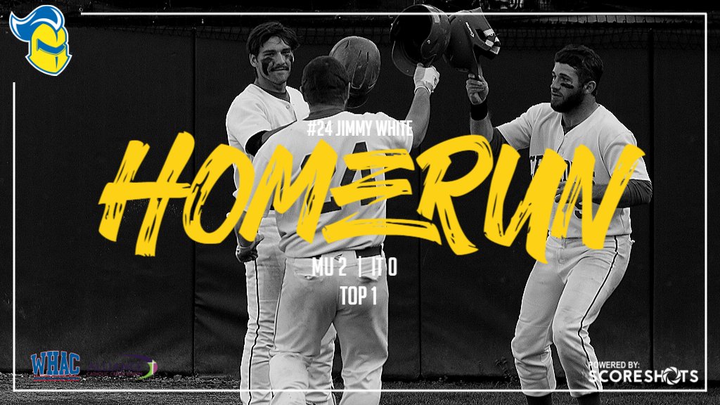 MUCrusadersBSB's tweet photo. ⚾🚨🚨#TWORUNSHOT
Jimmy White continues to hit the ball hard - 2-run HR to RF for the early lead in #WHACChampionshipsSeries GM 3
live at https://t.co/6RkcQkCugo 
#CrusaderNation #FearTheCru #Team30 #RoadToLewiston #NAIABaseball @NAIABall @WHACAthletics @AllianceCathCU https://t.co/BRoaaHO7LL