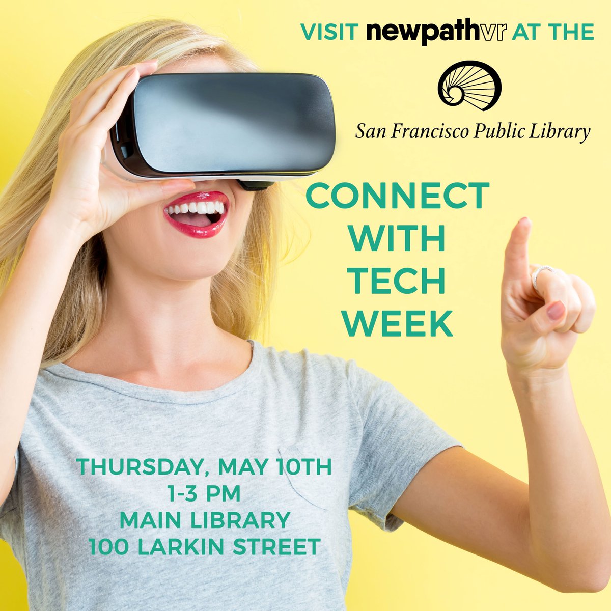 newpathio's tweet photo. Join @newpathvr this week at the SF Library for Connect with Tech Week https://t.co/hmuSdztAFp https://t.co/JMraLEP5eR