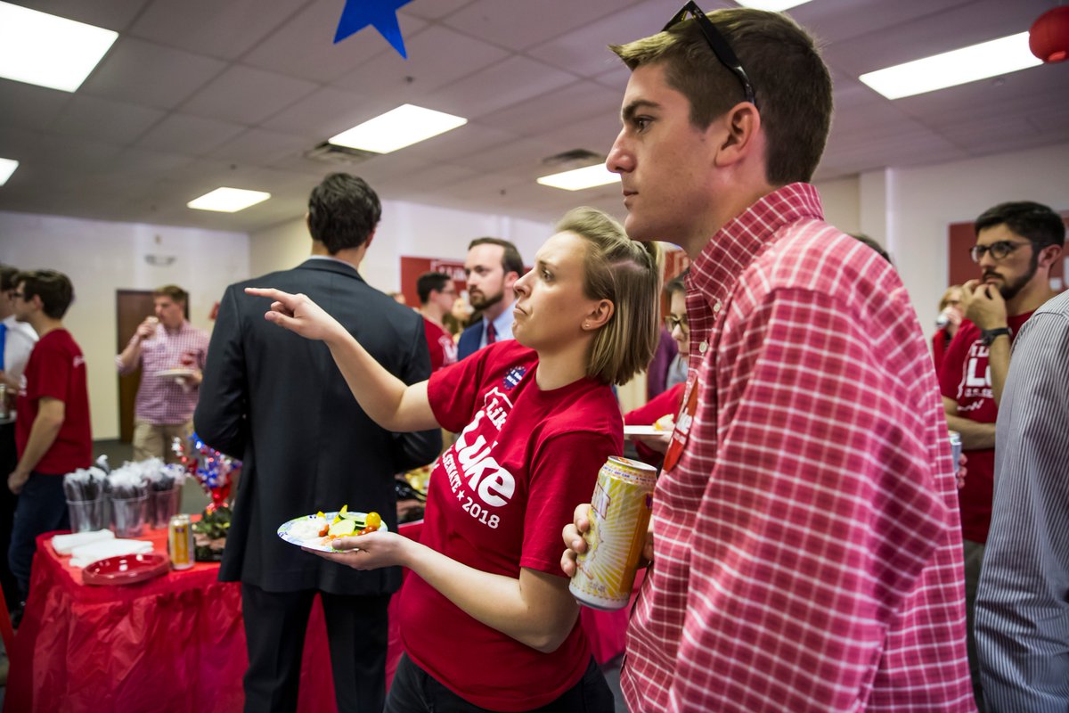 mykalmphoto's tweet photo. Here with the #LukeMesser camp in Indy. People are glued to their phones, computers watching results slowly trickle in. #INprimary https://t.co/7o4Ra0DlM3