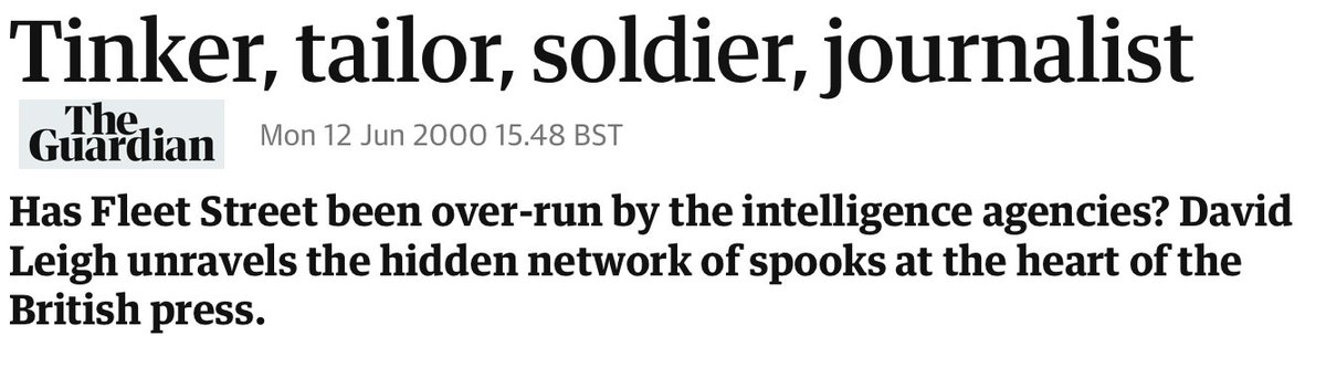 KEITH CRAIG is one of Hakluyt's top leaders (CEO 02-16; paid *£1.5m* in '15)An ex MI6 undercover officer, in 94 he posed as a journalist in Bosnia, writing FAKE stories under a FAKE name, in the UK's prestigious & longest running magazine, The Spectator:  https://www.theguardian.com/media/2000/jun/12/pressandpublishing.mondaymediasection