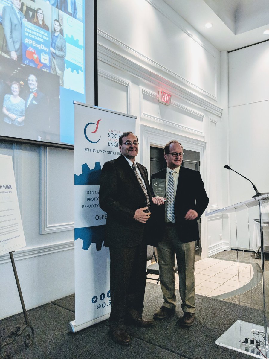 O_S_P_E's tweet photo. Paul Acchione, P.Eng., OSPE Past-President and Chair and current member of OSPE's Energy Task Force. He is receiving the President’s Volunteer Award for advancing the conversation of engineering with the government and the public. Congratulations Paul! #OSPEAGM https://t.co/WeHJu5Q3ku
