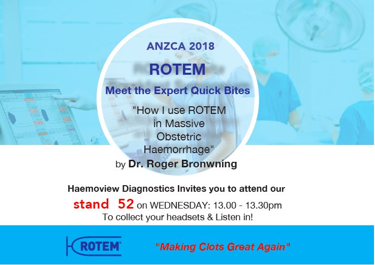 haemoview's tweet photo. Another great day at @ANZCA #ASM18SYD..its a great day to come and meet the #ROTEAM and have access to one of our experts #rogerbrowning from KEMH at booth 52 1230 to learn about #PPH #fibrinogen Concentrate and #rotem algorithms https://t.co/ssjVSclE6H