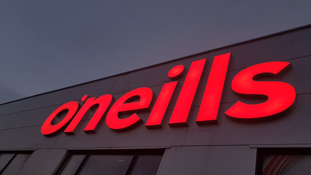 Creative Signwork install O'Neills International Sportswear's new 3D LED branding signage at The Factory Superstore Strabane.