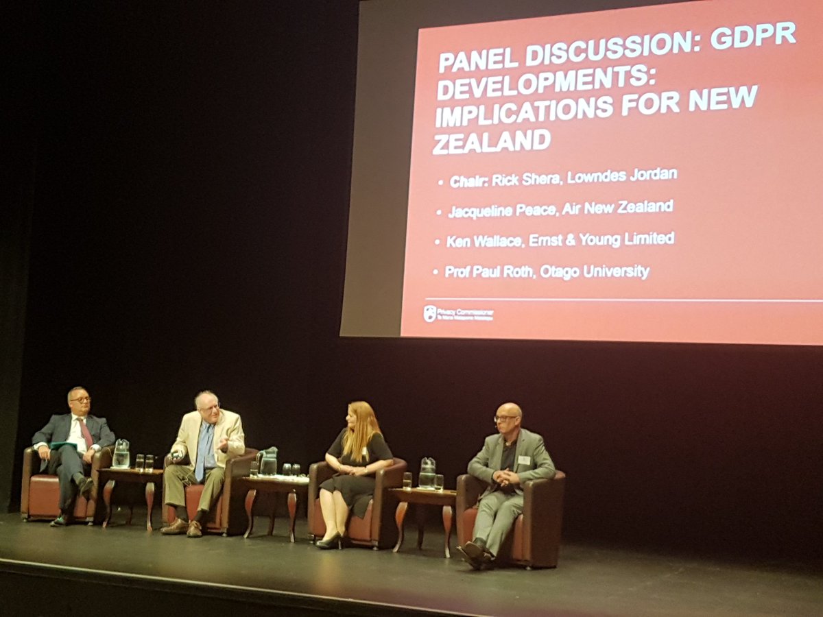 Sibenco's tweet photo. Panel agrees that benefits for NZ businesses re cross-border data transfers mean that NZ needs to retain adequacy status under #GDPR - #Privacy #PrivacyForum @NZPrivacy https://t.co/5jrneuUPtv