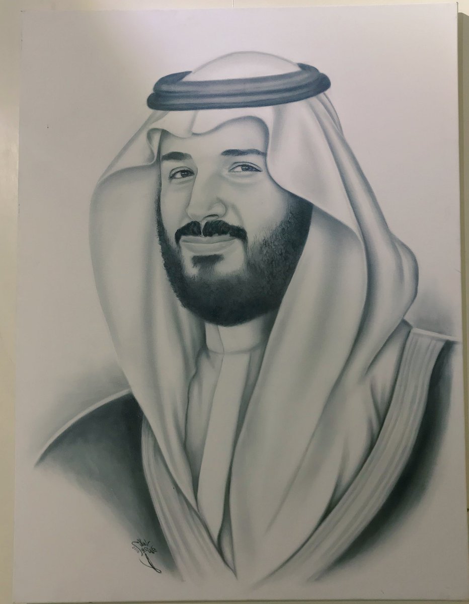 طريقة رسم الملك سلمان بالرصاص للمبتدئين المرسال