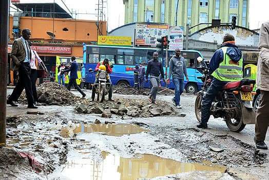 CalebKaruga's tweet image. In Nairobi, we used to drive on the left side of the road, now we drive on what is left of a road...
Photo Courtesy.