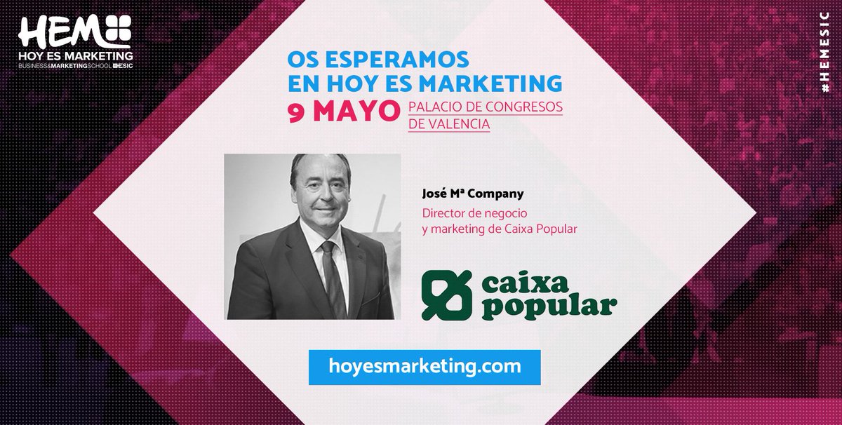 caixapopular's tweet photo. Parlarem de fidelització i responsabilitat. Descobriràs l'ànima de #CaixaPopular i t'explicarem la nostra forma de vore i entendre l'empresa. Ens trobem esta vesprada a les 20h en #HEMESIC @ESICValencia https://t.co/1ANshuNi1B