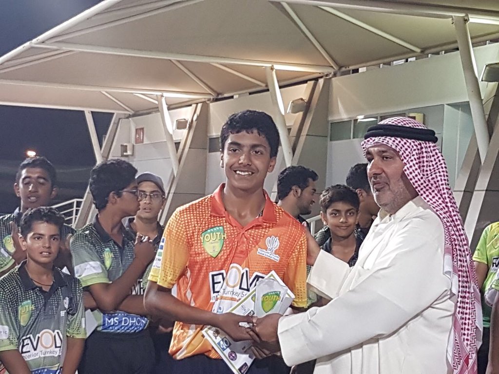 QasimAli2016's tweet photo. Pleasing to see @ICCAcademy scholarship players rewarded for their hard work, drive & dedication all season during #dubaiceicketcouncil youth league especially Yuvi taking player of tournament & Vedant taking MOM and Best sportsmanship #playerdevelopmentpathway @EmiratesCricket https://t.co/tjKEMRoa23