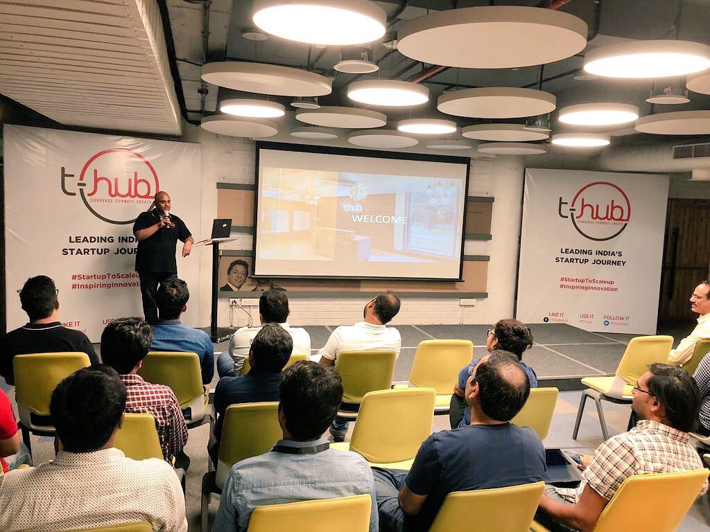 SrinKollipara's tweet image. Delivering the keynote to kickoff the @THubHyd #Lab32 #incubator induction session for our new batch of exciting #startups. 
#THub #StartupToScaleup #JourneyBegins @MinIT_Telangana
