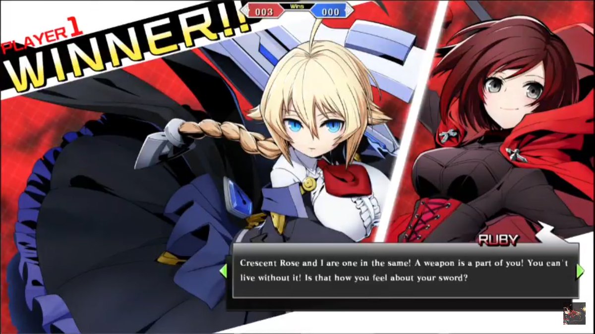 The Fighting Gamer tag Beta Ruby Es Victory Screen Quote