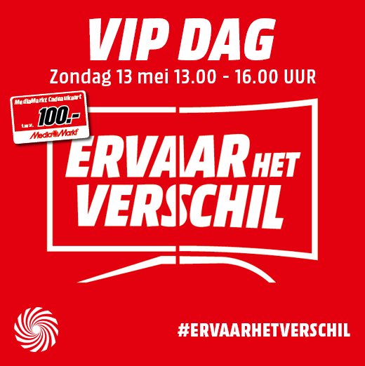 Neem deel aan de "Ervaar het verschil VIP demo" dag en ontvang een cadeaukaart van €100,-!
Deze cadeaukaart is te besteden op een Sony, Philips, Samsung of LG tv vanaf €1000,-.
Meld je aan via bit.ly/2K4SteQ
#MediaMarktAlkmaar #Alkmaar #Sony #Philips #Samsung #LG #tv