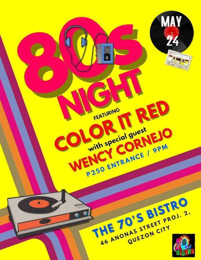 realColorItRed's tweet image. Color It Red Gig Sked:
- May 11 @ The Minokaua, Adriatico, Malate
- May 24 @ The 70's Bistro, Anonas, Quezon City
- May 25 @ Skippy's Gastropub, BGC, Taguig City