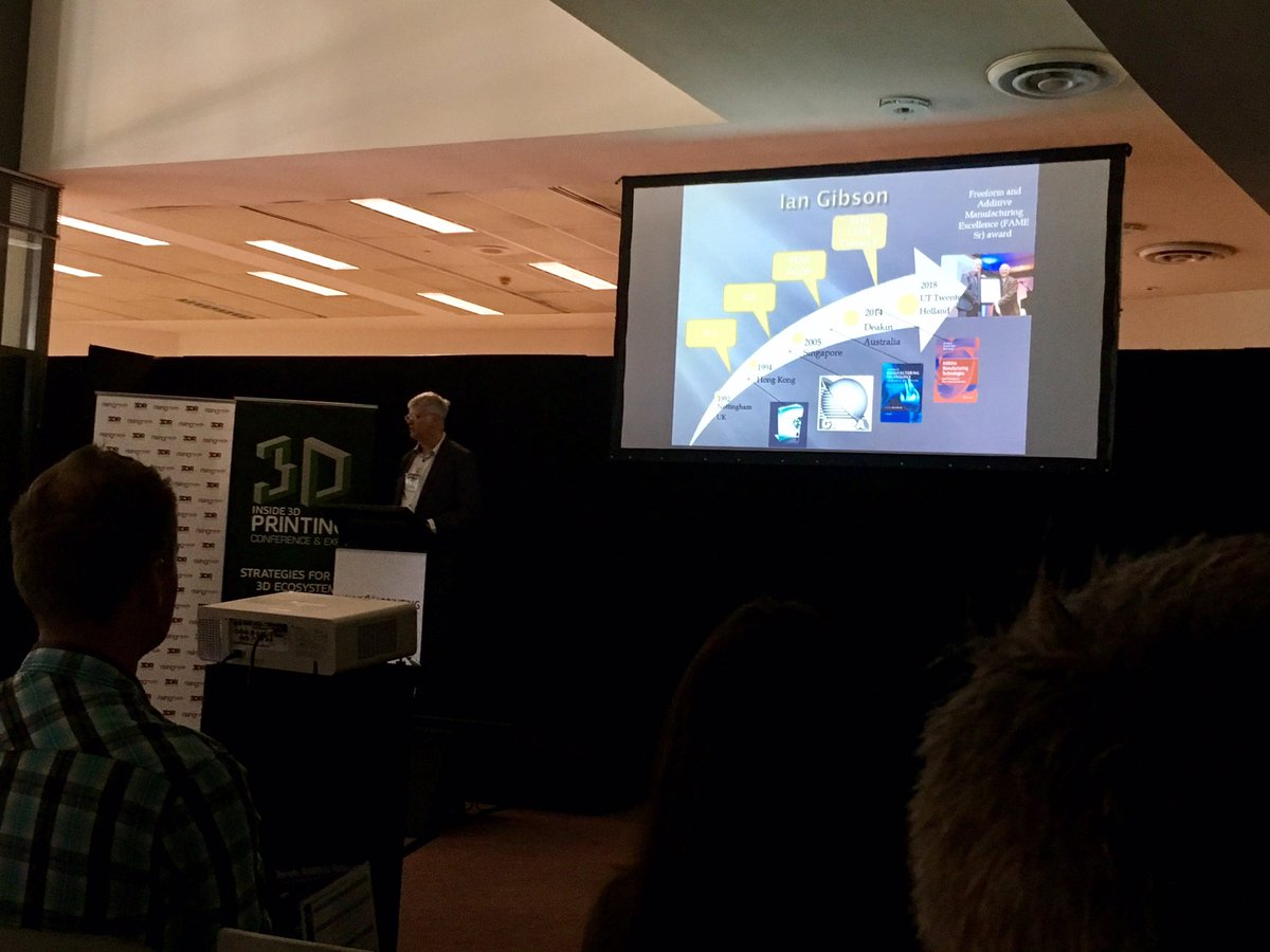 KajaAntlej's tweet photo. Tnx Prof Jennifer Loy #uts for her 3D Printing Worldwide Update and Prof Ian Gibson #deakin for showing us his impressive journey from #rapidprototyping and #rapidtooling to #3Dprinting and Health5.0 #inside3dprinting #I3DPConf #nmw18 #sydneyshowground #sydneyolympicpark https://t.co/qwLiMwHtJV