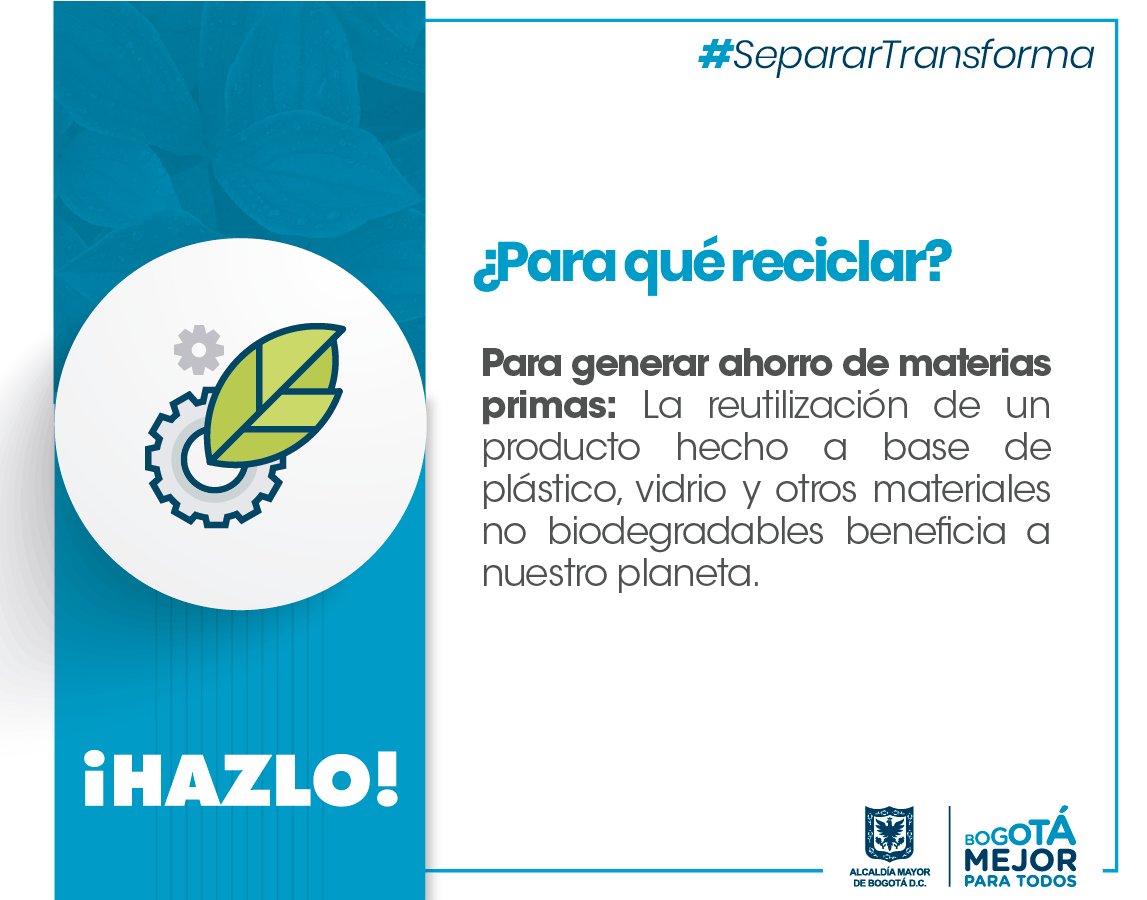 SectorSalud's tweet photo. Si reciclamos el vidrio, el papel o el plástico reducimos la necesidad de utilizar nuevas materias primas para fabricar productos #SepararTransforma https://t.co/ncZyWqVds8
