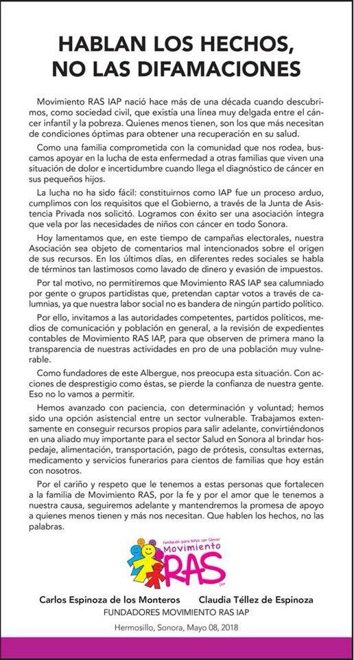 mariaandreaet's tweet photo. “HABLAN LOS HECHOS, NO LAS DIFAMACIONES”. No podemos permitir que Movimiento Ras sea difamado por las campañas políticas, les pido que nos ayuden con un RT #YoSoyMovimientoRas 👧🏻👦🏻 https://t.co/vQr4fjfnih