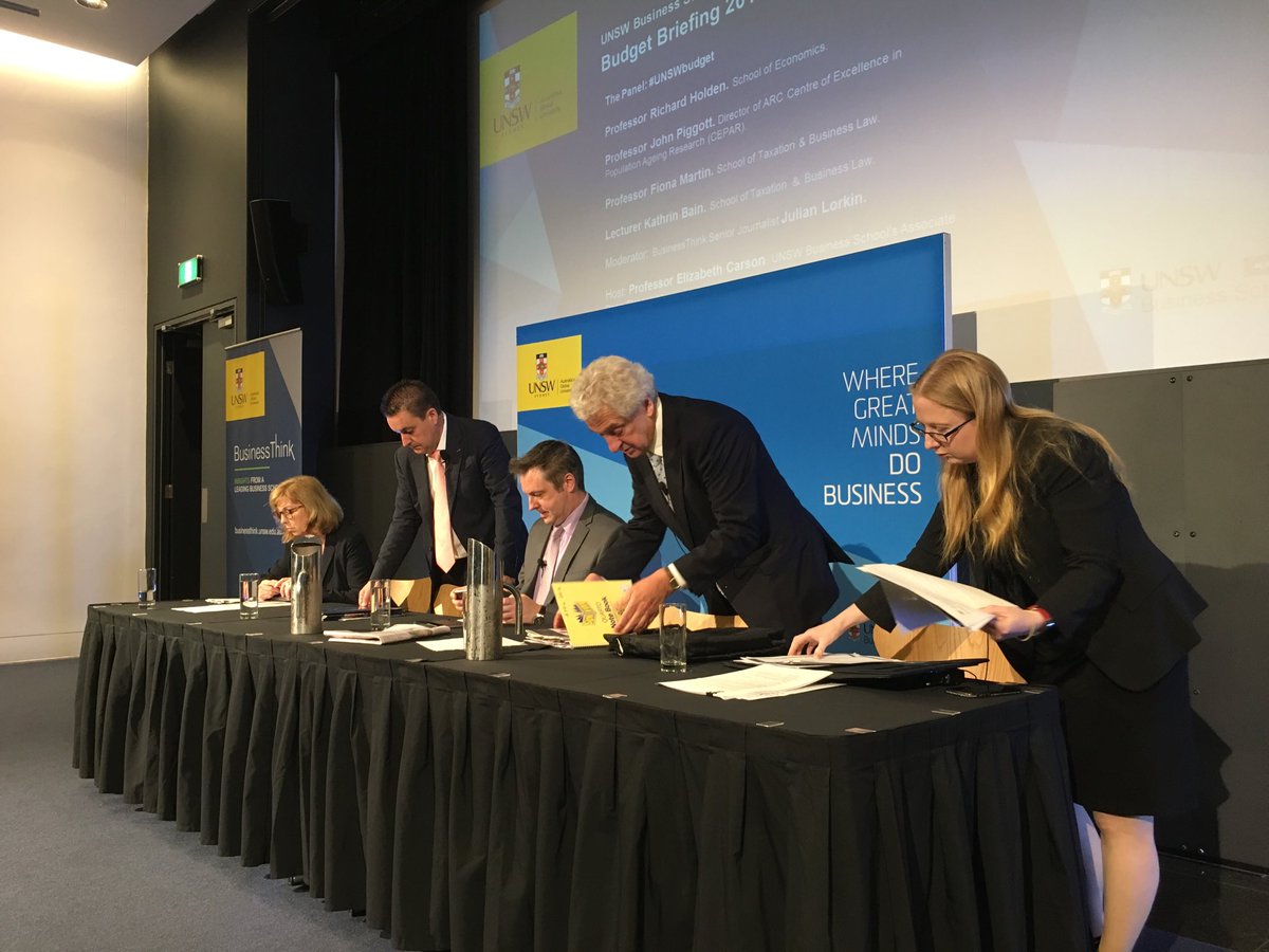 Janine_MacD's tweet photo. Gearing up for the #UNSWbusiness budget briefing. listen live at https://t.co/oJr9CXLwpB #UNSWbudget #Budget2018 https://t.co/Dnk4pqKiDF