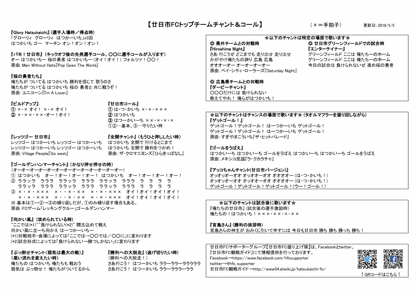 Csl盛り上げ隊 V Twitter お知らせ リーグ開幕戦で配られていたトップチームのメンバーから変更がありましたので 5 5現在のメンバー表とチャント集を更新しました コミュサカ 廿日市fc Csl盛り上げ隊 V Twitter お知らせ リーグ開幕戦で配られていたトップチームのメンバーから変更がありましたので 5 5現在のメンバー表とチャント集を更新しました コミュサカ 廿日市fc
