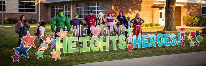 Heights_PTA's tweet photo. Superhero Appreciation Week is in full swing! Yesterday, surprise visit from few superhero friends. Today, Richardson Fire Station 1 hand delivered Taco Joint tacos! Thanks B Squad! Operation Kindness also brought some cute furry friends for "Pooches&amp;Smooches".  @RHeightsElem https://t.co/fb4UJf3TGH