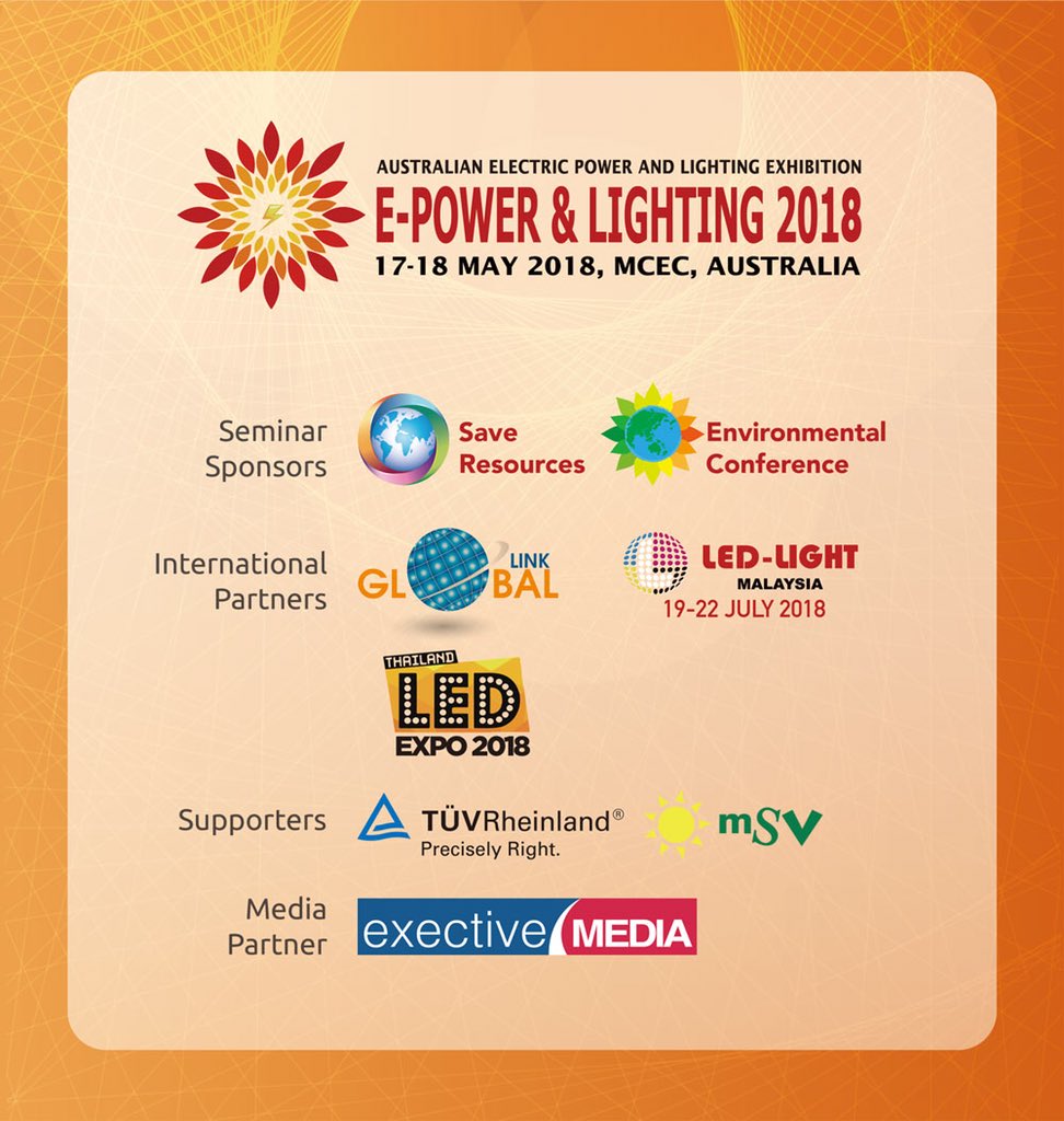 EpowerLighting's tweet photo. The E-Power &amp; Lighting Expo will be on 17th-18th May 2018 in Melbourne Convention and Exhibition Center. Welcome to visit us and win a awsome lucky draw. 
Please link to https://t.co/HGaRBDShHo pre-register on line and get your badge on site. https://t.co/gorBWnIHLd