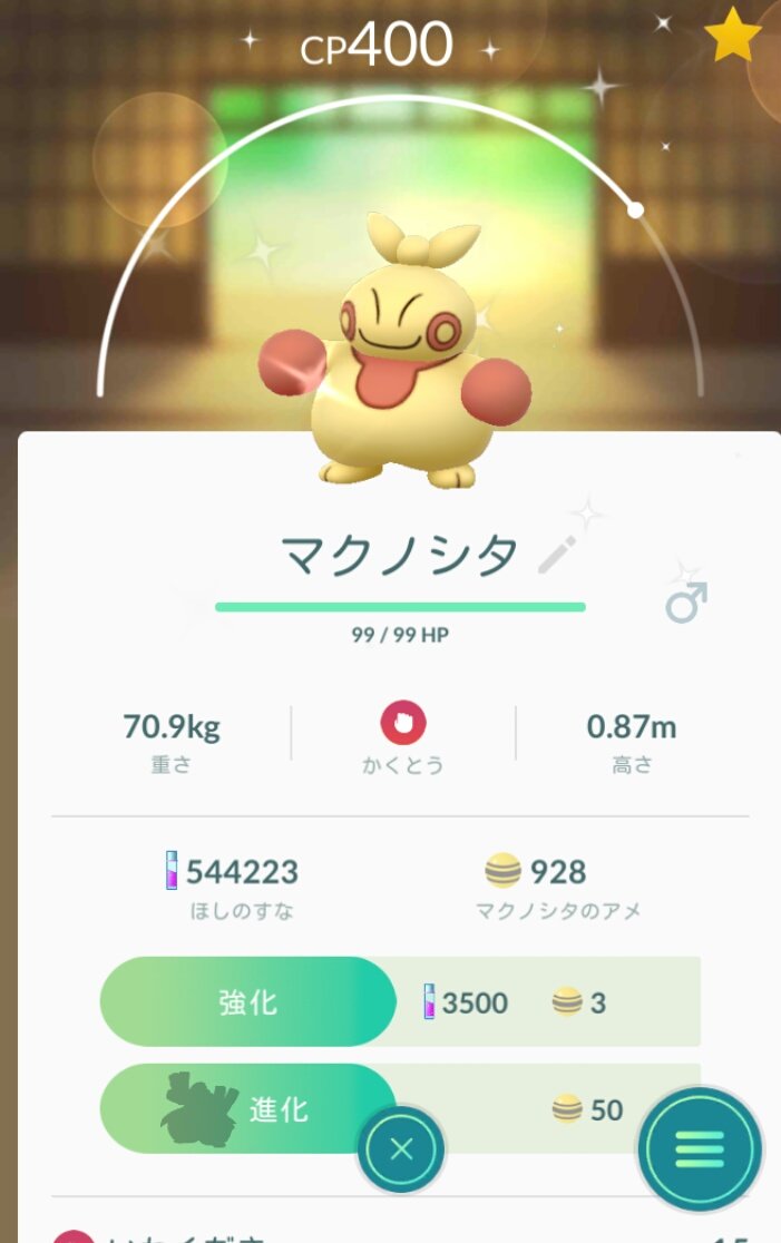 まひろ ほぼpokemongo 色違いのマクノシタがハリテヤマに昇進しました ポケモンgo マクノシタ色違い ハリテヤマ