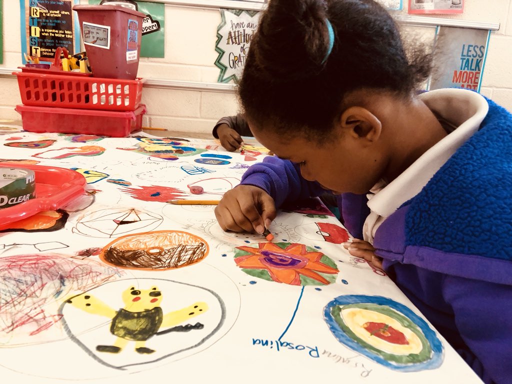 ChanceylovesART's tweet image. 2nd graders collaborating to make Murals, inspired by Peter H.Reynolds’ book, The Dot. 
#5classescollab #chanceysgottalent #chanceyChat #multimedia