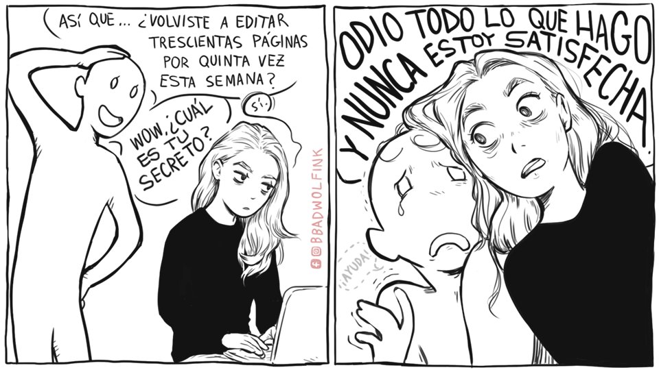 "Cómo mantenerse motivado", una autobiografía.
[Español]

 📚 Mis otros dibujos sobre el proceso de #escritura: bit.ly/aWritersLife
🐺 instagram.com/bbadwolfink
