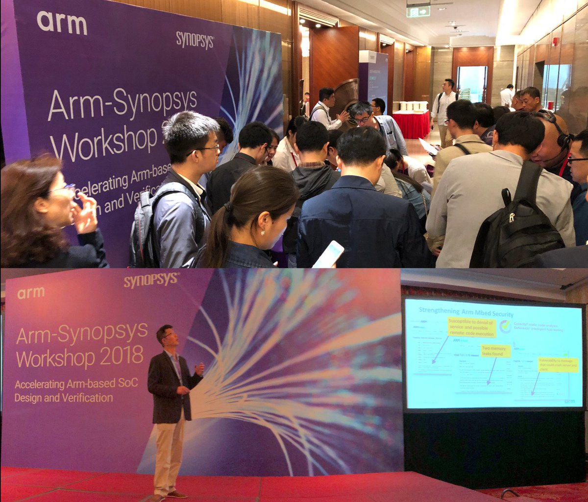 Great turnout for <a href="/Arm/">Arm</a>-<a href="/Synopsys/">Synopsys</a> Workshop in Shanghai. <a href="/Arm/">Arm</a> keynote highlgihts collaborative enablement; here, a focus on ensuring Arm Mbed software security using Defensics dynamic, Coverity static checkers