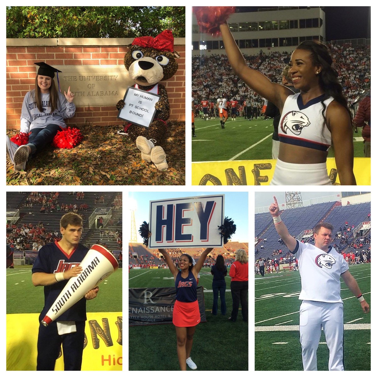 It’s been a pleasure having these 5 represent our spirit squads and the University of South Alabama! We are so proud to see you graduate and begin your journey into the real world! Come back and visit as proud alumn! #WeAreSouth #JagNation #Alumni #graduation