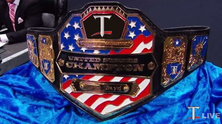 TheRingOfImpact's tweet photo. @FamiliarToVogue has PRESENTED the FIRST EVER #ImpactUS Title to @iLikeSamiZ! It's now the OFFICIALLY #ImpactUS Title once again! #TROIAfterMania. https://t.co/pO92hELfxq