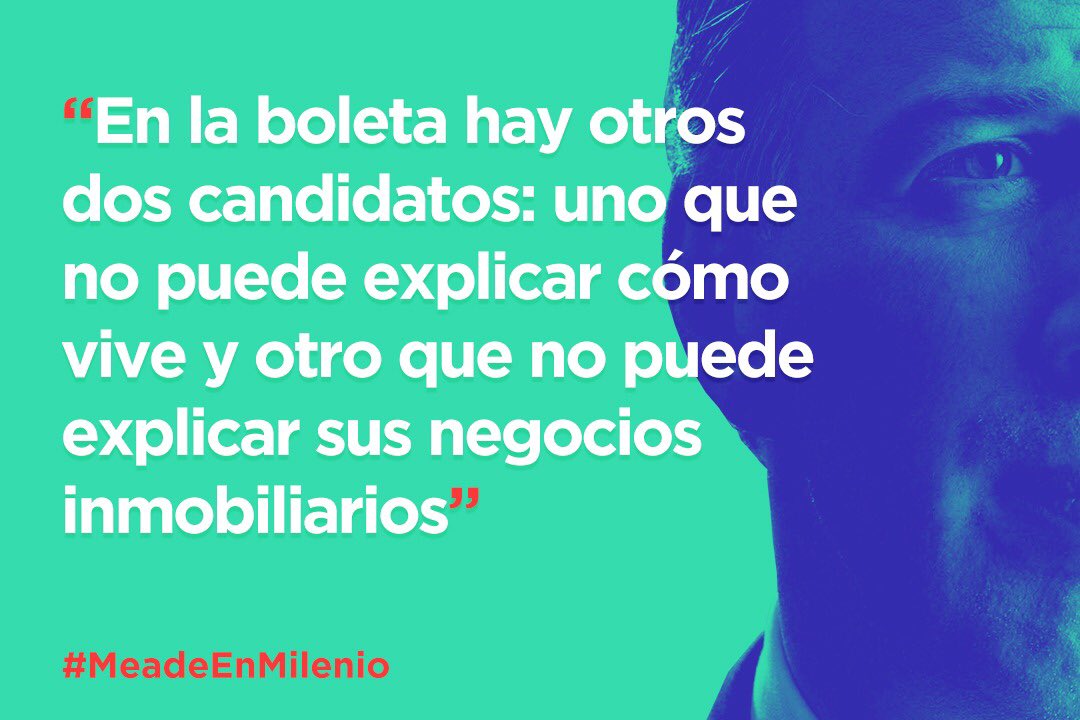 GabyCisneros_'s tweet photo. “En la boleta hay otros dos candidatos: uno que no puede explicar cómo vive y otro que no puede explicar sus negocios inmobiliarios”: @JoseAMeadeK #MeadeEnMilenio https://t.co/33Xgt05hTu