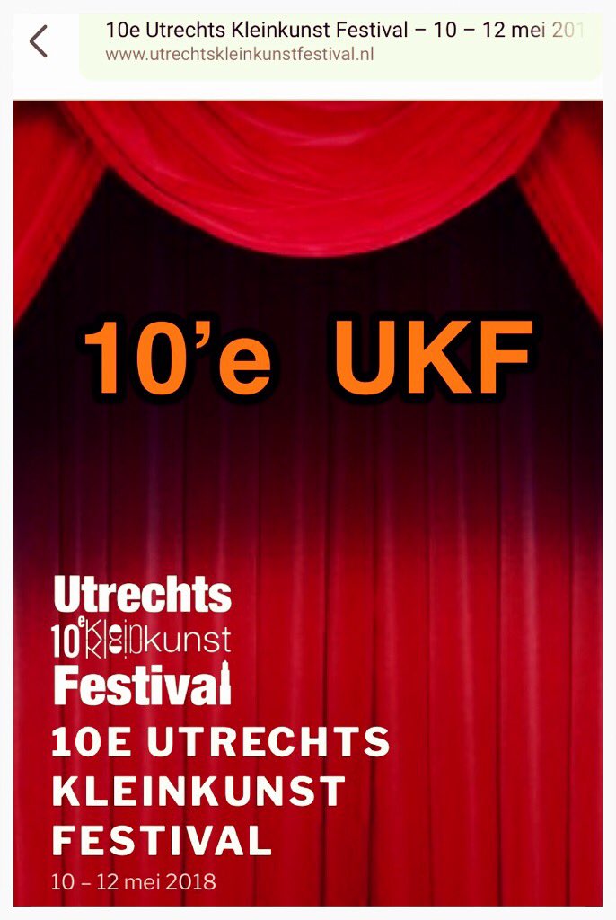schillerutrecht's tweet photo. 10e Utrechts Kleinkunst Festival 2018 donderdag 10 mei, vrij 11 mei : GRAND FINALE za 12 mei 20:30u
Brengt 8 kandidaten tijdens dit JUBILEUM event #10UKF2018
Presentatie: Anouk Kragtwijk winnaar Persoonlijkheidsprijs #UCF2017 en Steef Schinkel tickets https://t.co/lEugTaDfyO https://t.co/Vv5m5W0c8f
