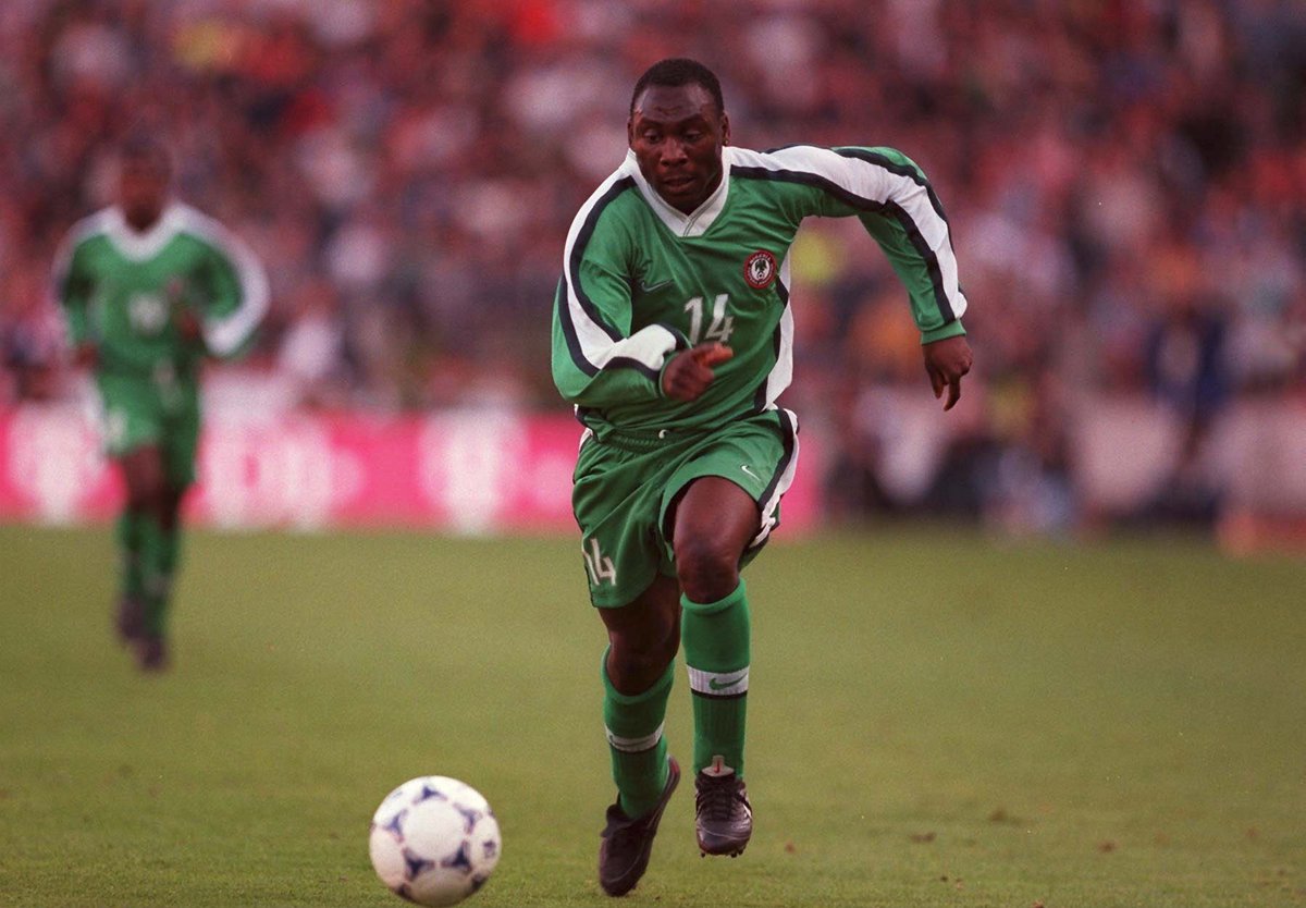 MobilePunch's tweet photo. #Punchnewspapers #Russia2018WorldCup #35DaysToKickoff
Daniel "Da Bull" Amokachi, Ex-International represented Nigeria in USA '94 and France '98.
Which forward in the present Super Eagles plays like this man? 
Share your view https://t.co/I1JzuLj51r