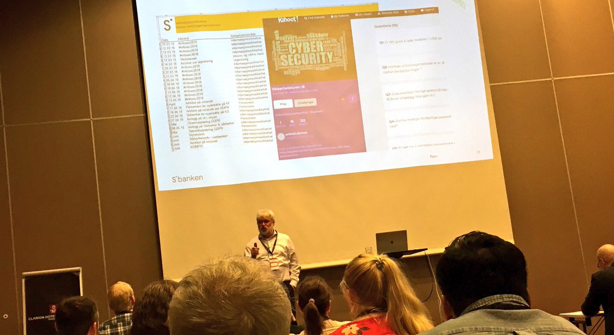 Sbankens CISO liker aller best å gå rundt i avdelingene og snakke med folk, få øyekontakt med de. Og spille Kahoot i 15 minutter 😃 #dndsos