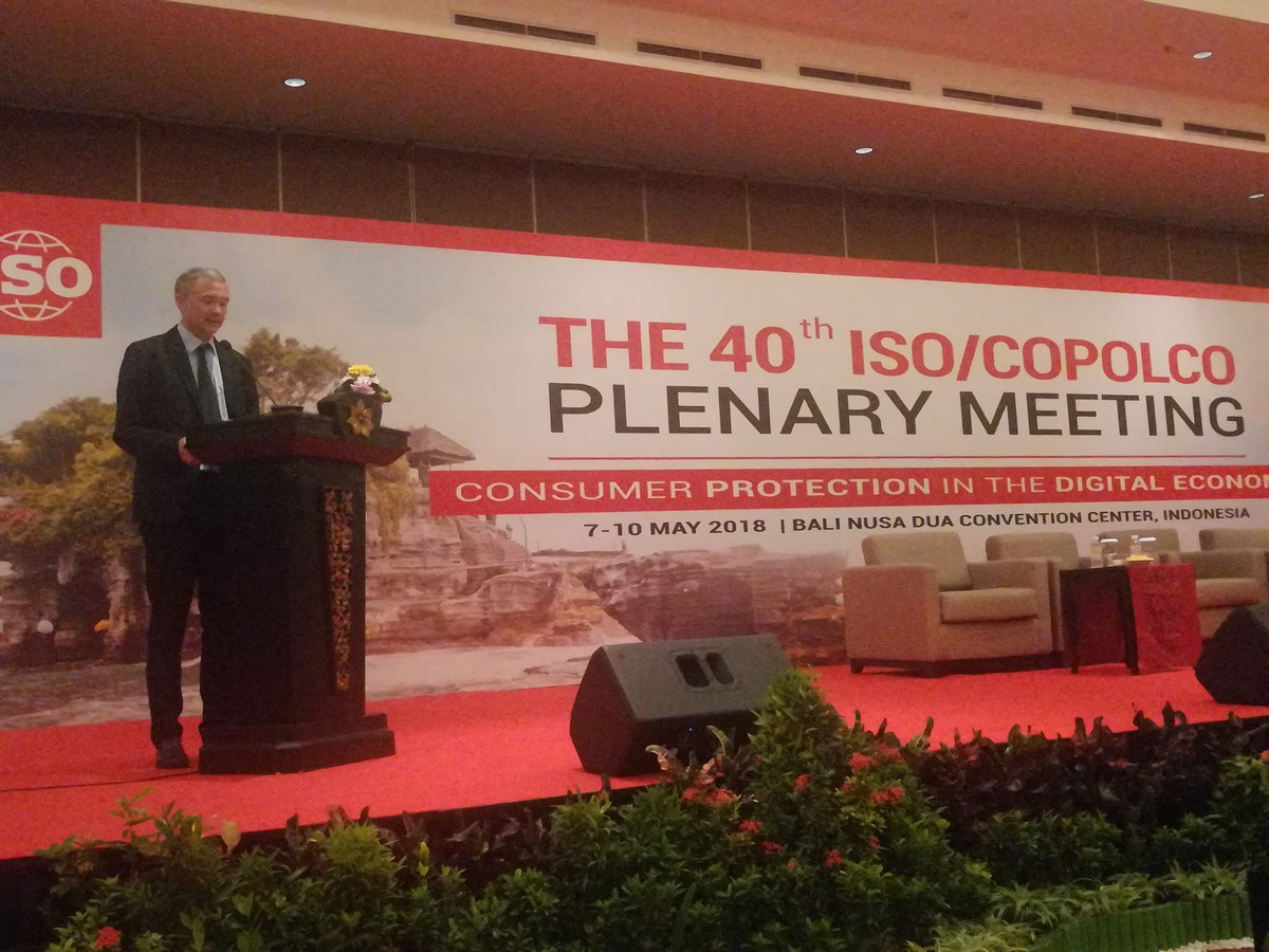 Consumers_Int's tweet photo. Earlier today our Advocacy Director, Justin Macmullan, delivered a keynote speech at @ISO #COPOLCO40 on the role standards can play in protecting consumers in the digital age. Learn more about our work with @ISOConsumers here https://t.co/MPzLApbLEY #ConsumerProtection https://t.co/zVGz0odRQB