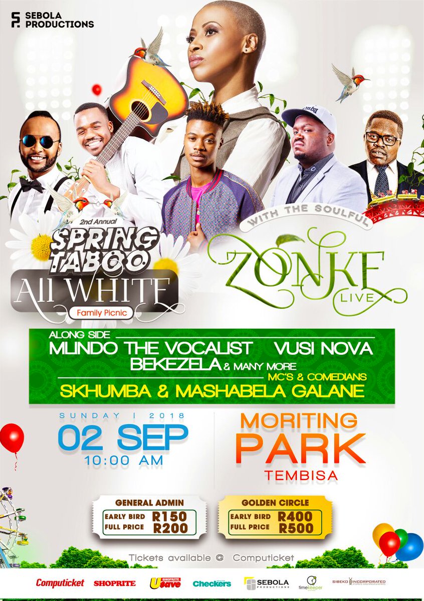 SpringTaboo's tweet photo. #SpringTabooAllWhite 2 September 2018 with @ZonkeMusic @VusiNova @MlindoRSA_ @Bekezelamusic @SifisoSpeaks @Skhumbi @mashabelacomedy ๐ https://t.co/NveZz0Ud5a