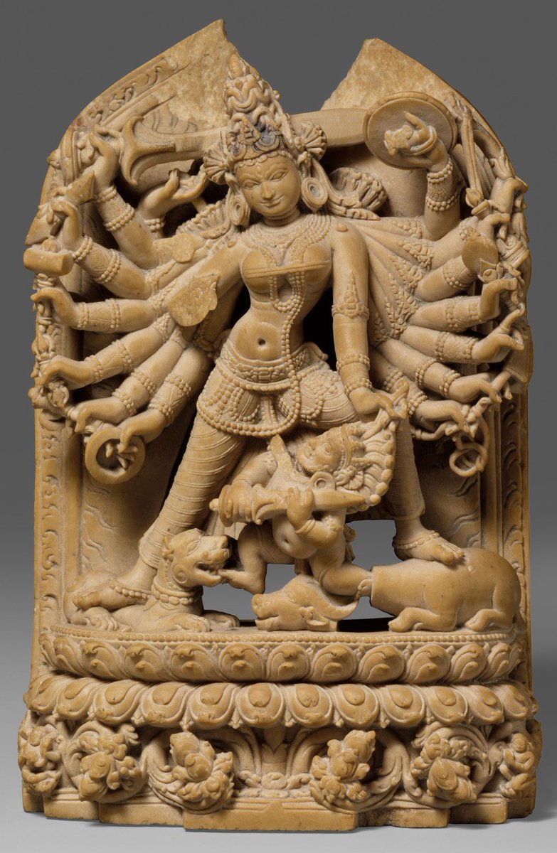 Over 800 year old Mahishasuramardini carved out of the highly rigid & nearly impossible to split argillite rock. It belongs to the Pala empire period, who ruled over present day Bengal. This amazing murthi is now stashed away at the met museum in new york  https://www.metmuseum.org/art/collection/search/38583